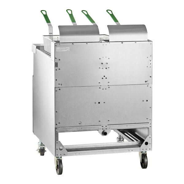 Frymaster MJ240 Natural Gas 2 Unit 80 lb. Floor Fryer with Millivolt Controls - 220,000 BTU