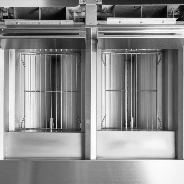 Frymaster MJ240 Natural Gas 2 Unit 80 lb. Floor Fryer with Millivolt Controls - 220,000 BTU