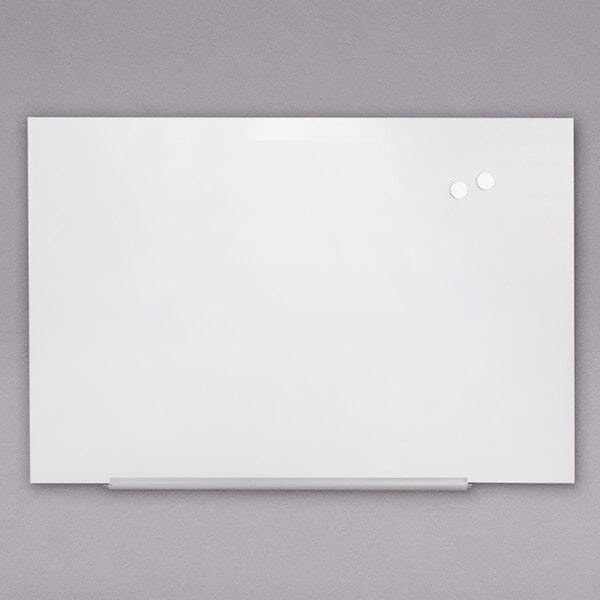 A Universal white glass markerboard with magnets.