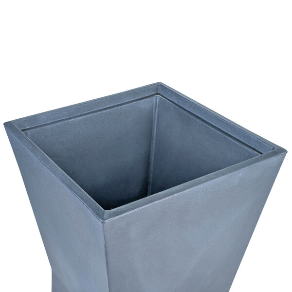 A gunmetal grey square planter.
