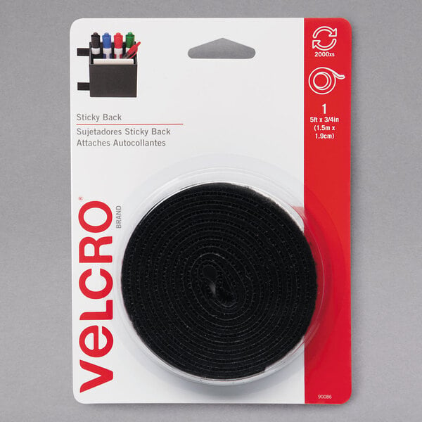 falta de aliento Tropical Conexión Velcro® 90086 3/4" x 5' Black Sticky-Back Hook and Loop Fastener Tape Roll  with Dispenser