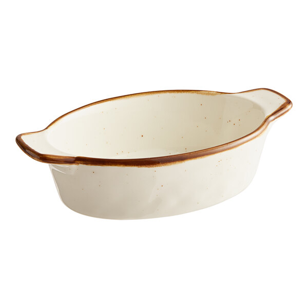 Acopa Keystone 4 oz. Vanilla Bean Porcelain Mini Rarebit Dish - 6/Case