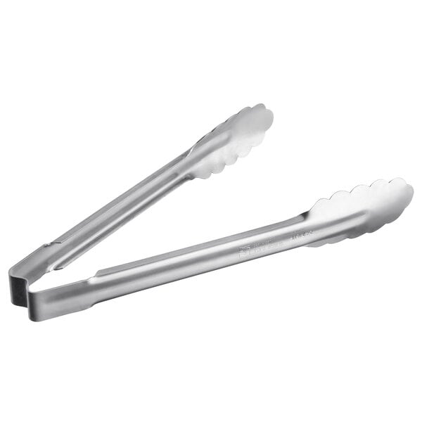 Vollrath Stainless Steel Heavy-Duty Scalloped Utility Tong - 9 1/2 L