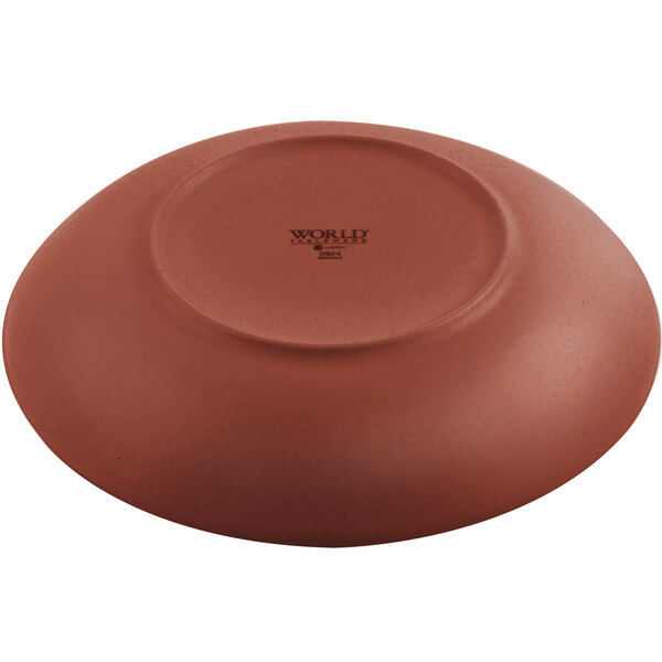 A brown Libbey Driftstone porcelain coupe bowl.