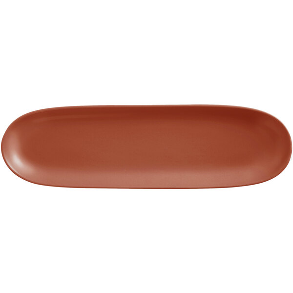 A brown oval Libbey Driftstone porcelain tray.