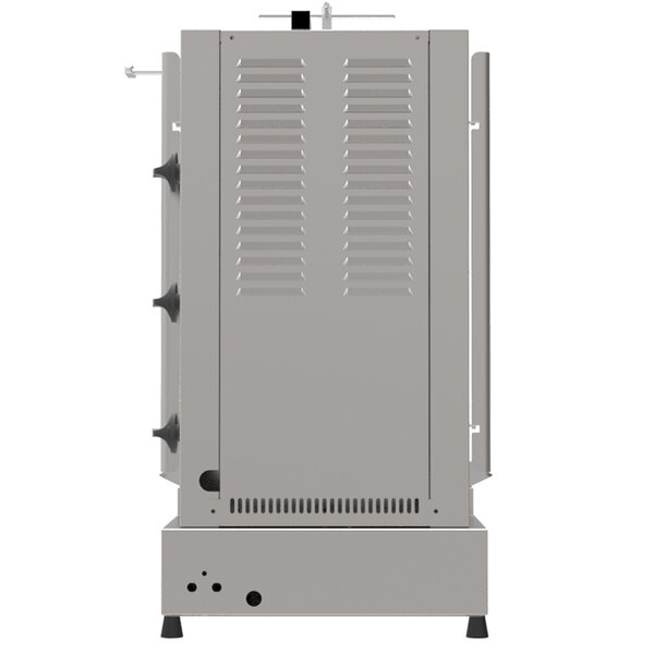 A grey metal Inoksan Gyro Machine with black knobs and a mesh shield.