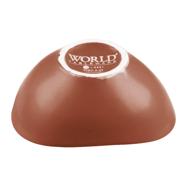 A world chocolate ball in a Libbey Driftstone clay bowl.