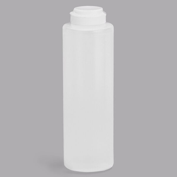 A white plastic Tablecraft squeeze bottle with a white hinge top lid.