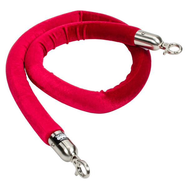 A red corded leash with silver clasps.