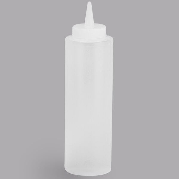 A clear plastic Tablecraft squeeze bottle with a cone tip.