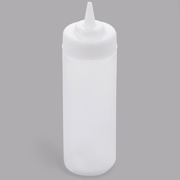 A clear plastic Tablecraft squeeze bottle with a cone tip.