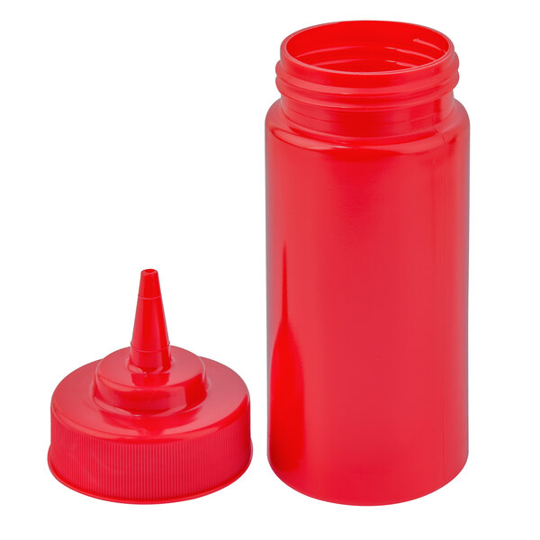 Tablecraft 10853k 8 Oz Red Widemouth™ Cone Tip Squeeze Bottle With 53