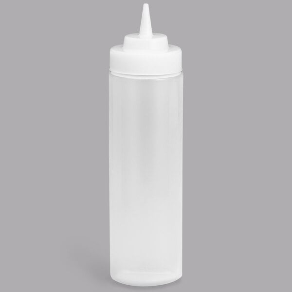 A white plastic Tablecraft squeeze bottle with a pointy tip and a white cap.