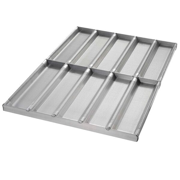 A Chicago Metallic full size metal bun pan with 10 molds.