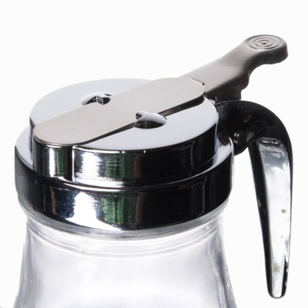 6 oz. Glass Syrup Dispenser with Chrome Plated Alloy Top