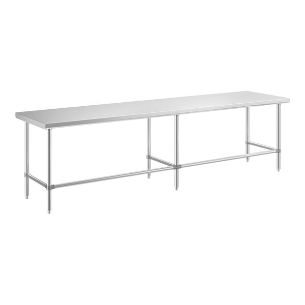 Regency 24" x 120" 16-Gauge 304 Stainless Steel Commercial Open Base Work Table