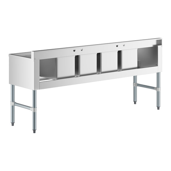 Regency 72" x 18 3/4" Four Bowl Underbar Sink with Two Drainboards