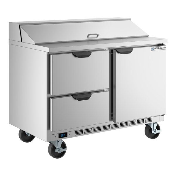 Beverage-Air SPED48HC-12C-2 48" 1 Door 2 Drawer Cutting Top Refrigerated Sandwich Prep Table with 17" Wide Cutting Board