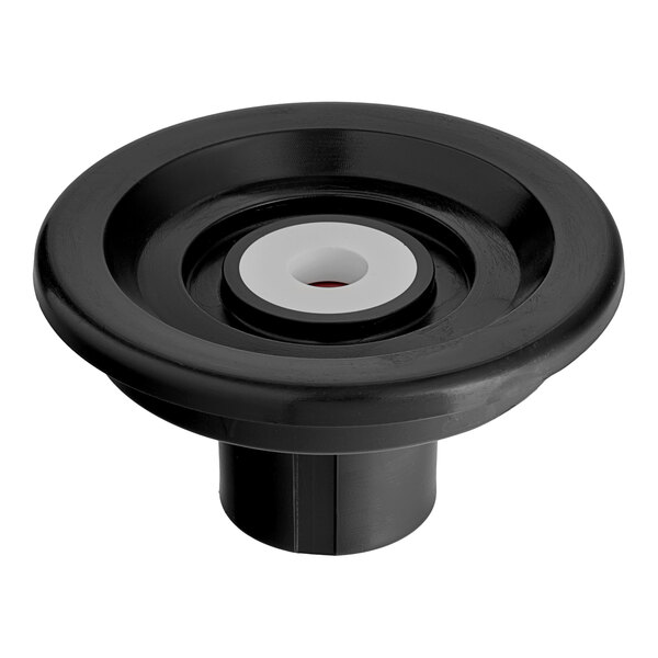 A black round Narvon evaporator cover with a white center circle.