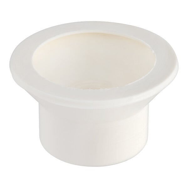 A white plastic container with a hole in the bottom.