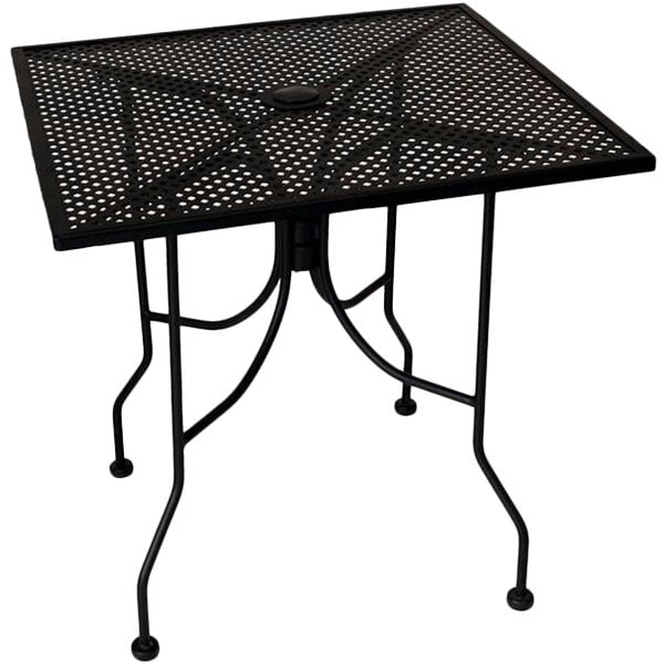 Powder Coat Rectangle Mesh Top with Umbrella Hole Black 30 x 48 x 29 American Tables /& Seating ALM3048 Outdoor Table