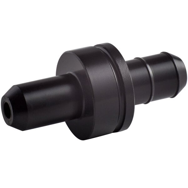 A close-up of a black metal Cambro hinge pivot pin with a round tube.