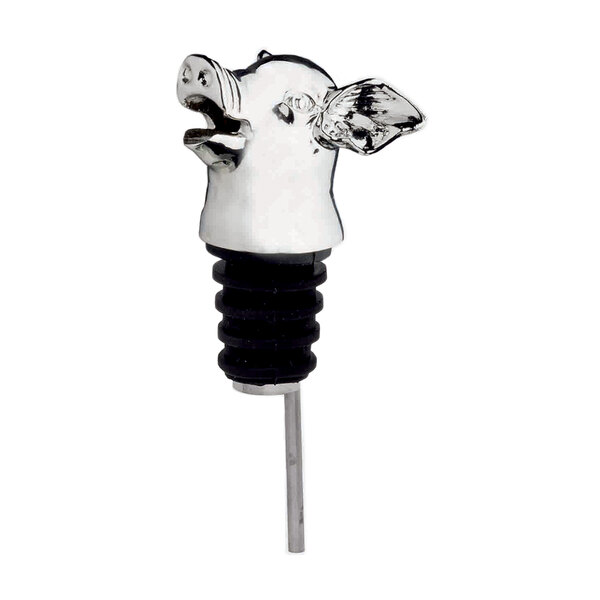 A Franmara silver pig head wine pourer stopper.
