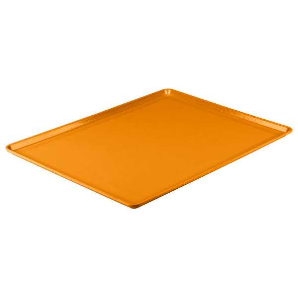 A citrus orange rectangular tray.
