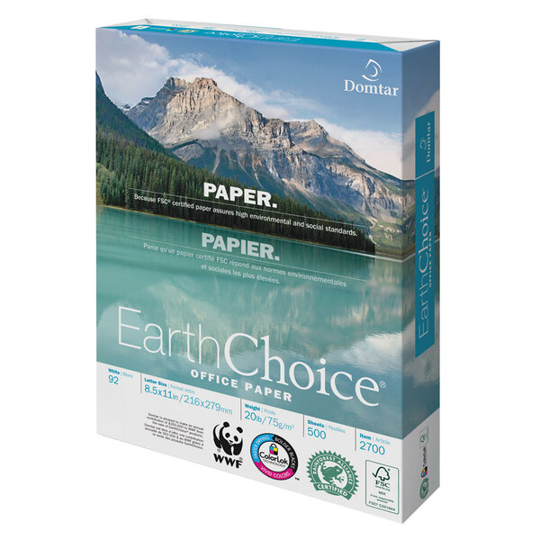 Domtar 2700 EarthChoice 8 1/2" x 11" White 20 Office Paper Case 5000