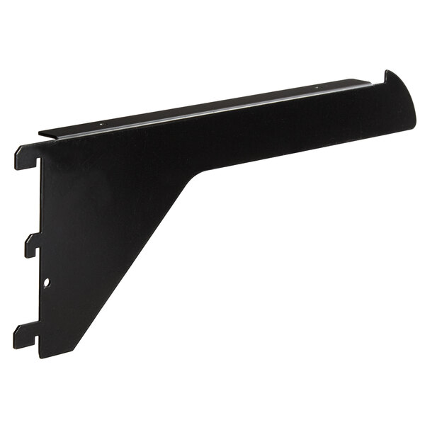 A black metal bracket on a white background.