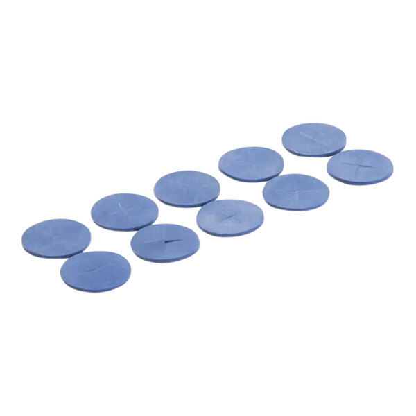 A row of blue circular diffuser buttons with a cross on them.