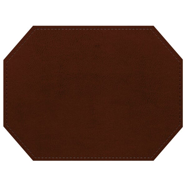 A brown faux leather octagon placemat.