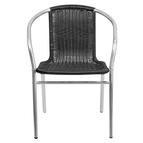 Flash Furniture Black Rattan Indoor-Outdoor Restaurant Stack Chair
