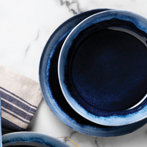 World Tableware STONE5 Stonewash 34 oz. Deep Blue Stoneware Pasta Bowl