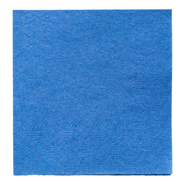 A cobalt blue beverage or cocktail napkin.
