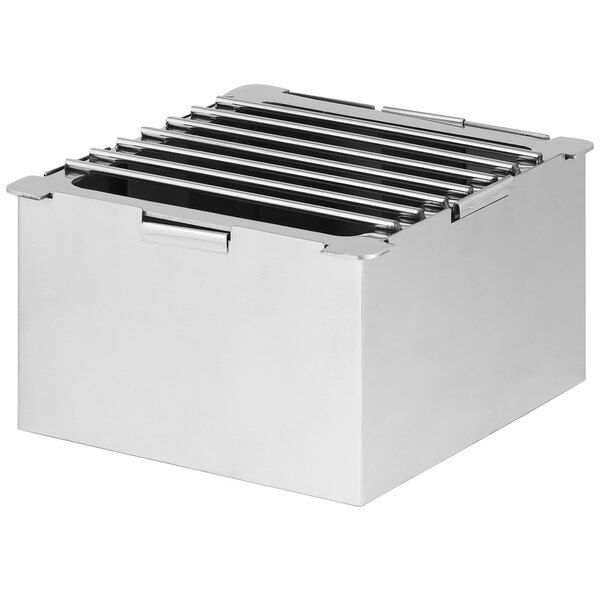 a metal box with metal grate