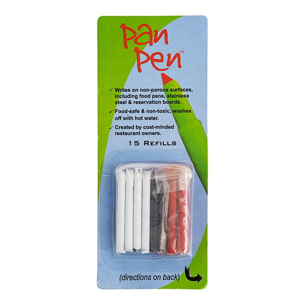 A package of 15 Pan Pen refill markers on a counter.