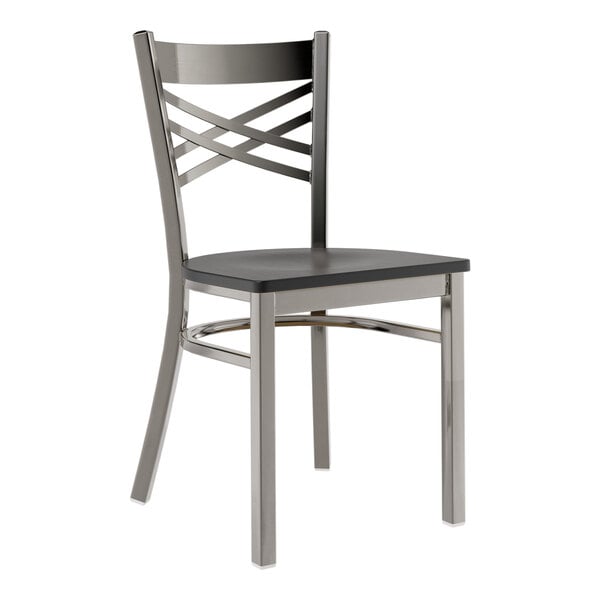Lancaster Table & Seating Clear Coat Finish Cross Back Chair with Black Wood Seat