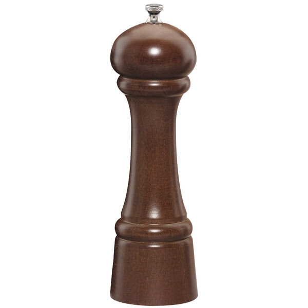 A Chef Specialties Windsor Walnut pepper mill with a wooden handle.
