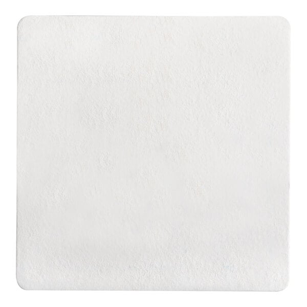 A white square paper coaster.