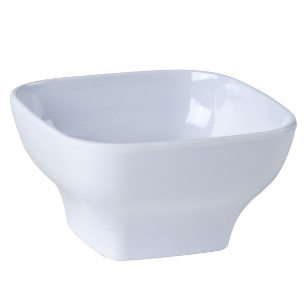 A white square Thunder Group melamine bowl with round edges on a white background.