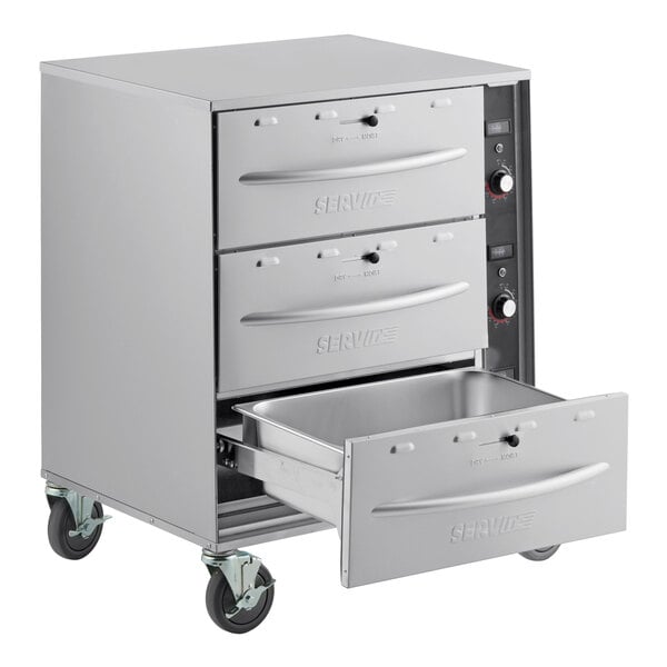 ServIt Mobile Triple Freestanding Drawer Warmer - 1350W, 120V