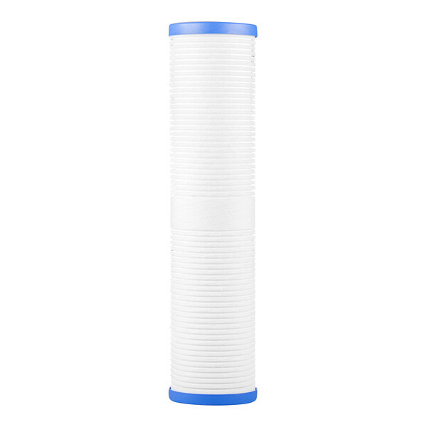 A white cylinder with blue caps, labeled "3M Water Filtration Products CFS210-2"