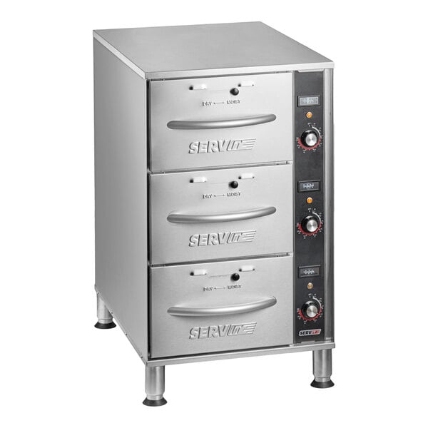 ServIt WDNFS-3 Triple Narrow Freestanding Drawer Warmer - 1350W, 120V