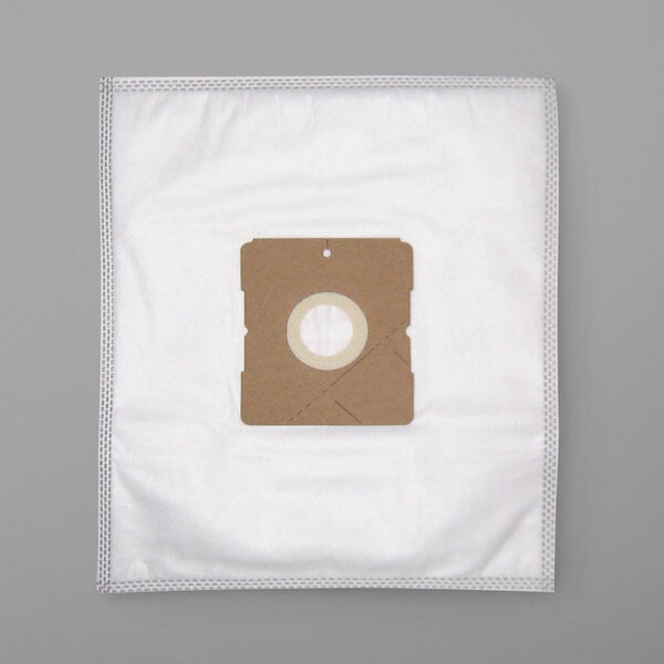 A brown bag with a white circle.