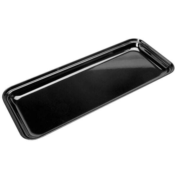 A black rectangular Delfin market tray with a handle.