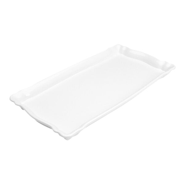 Delfin from Steelite International 15" x 8" x 1 1/4" Cafe White Rectangular Melamine Tray