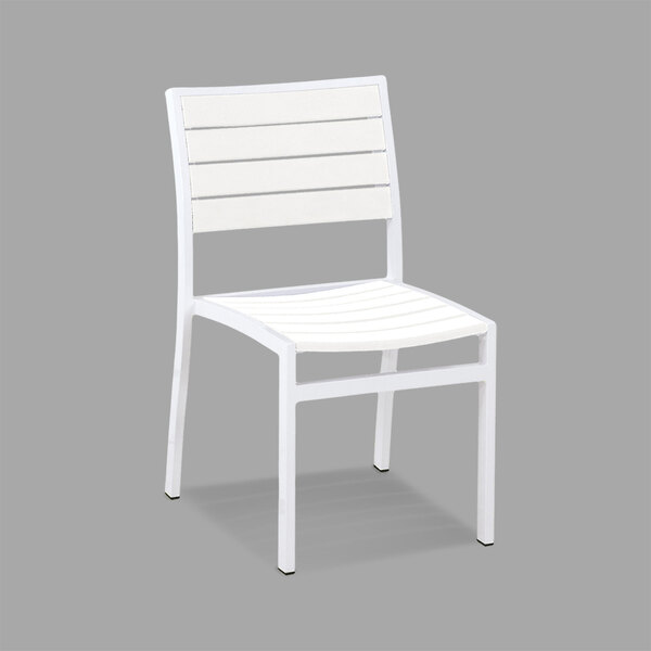 Polywood A100 13wh White Euro Stackable Dining Height Side Chair With Satin Frame Polywood A100 13wh White Euro Stackable