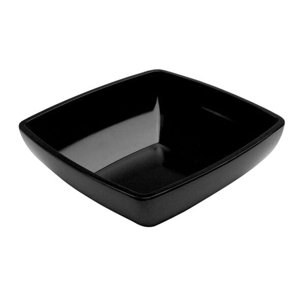 A black rectangular melamine bowl.