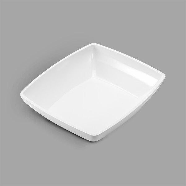 A white rectangular melamine bowl.